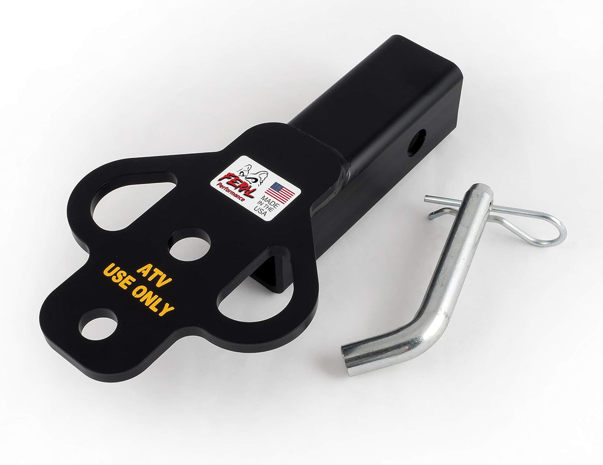 Feral ATV Gear Spread Eagle Three Way Hitch front view showing premium single piece steel design.