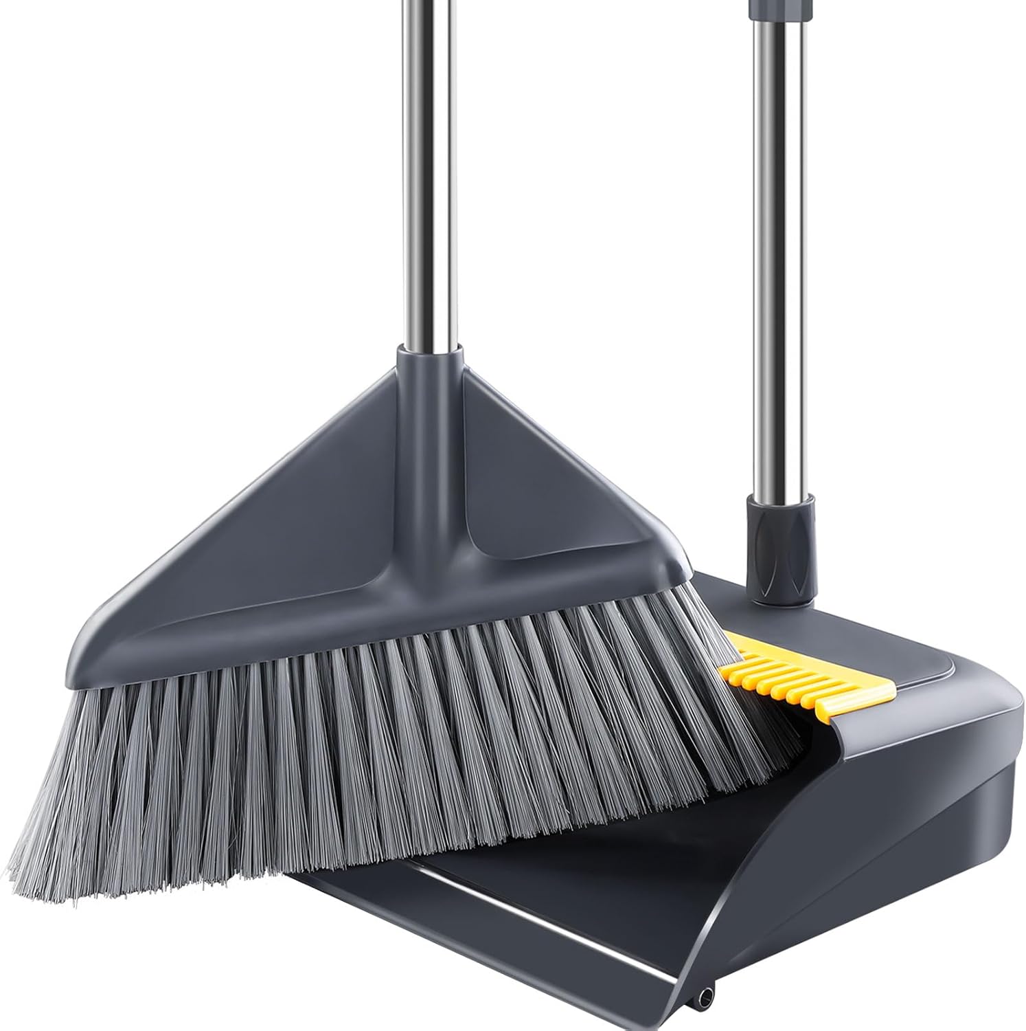 Funest broom and dustpan set front view for upright floor cleaning.