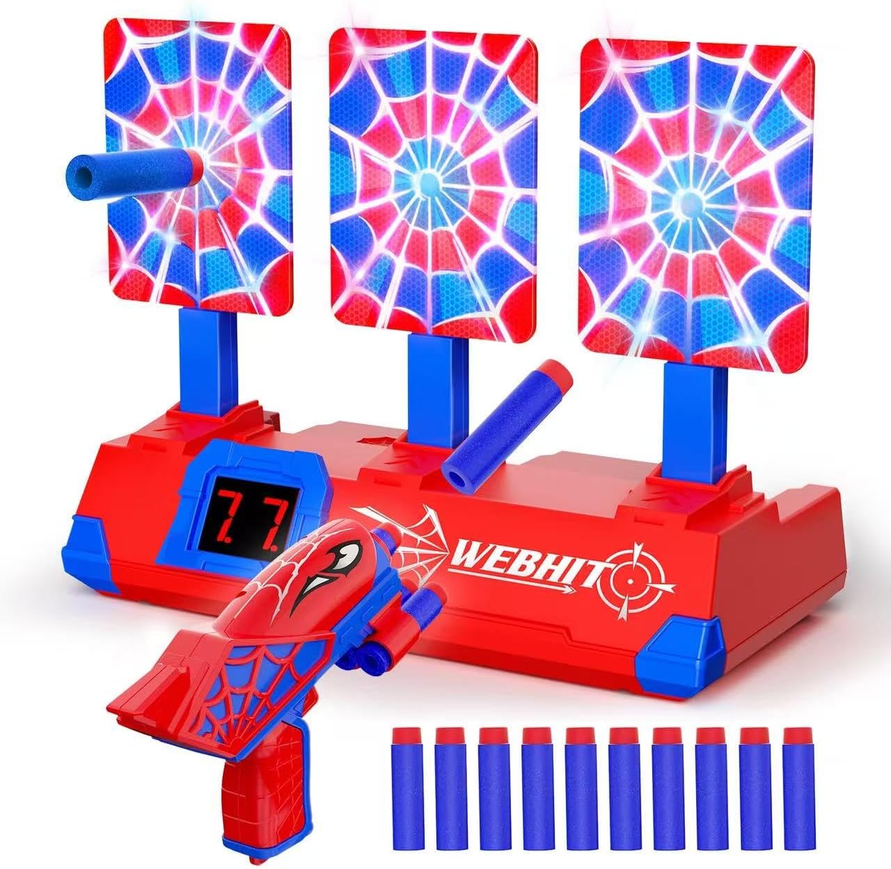 Tiyvnsi hero style electronic shooting target game front view with blaster