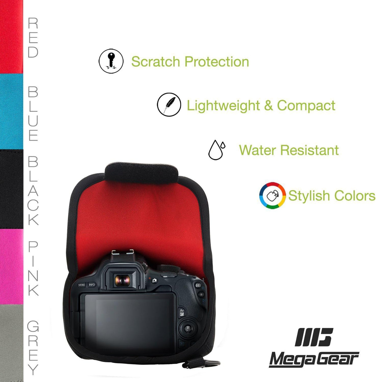 MegaGear protective neoprene pouch open flap view