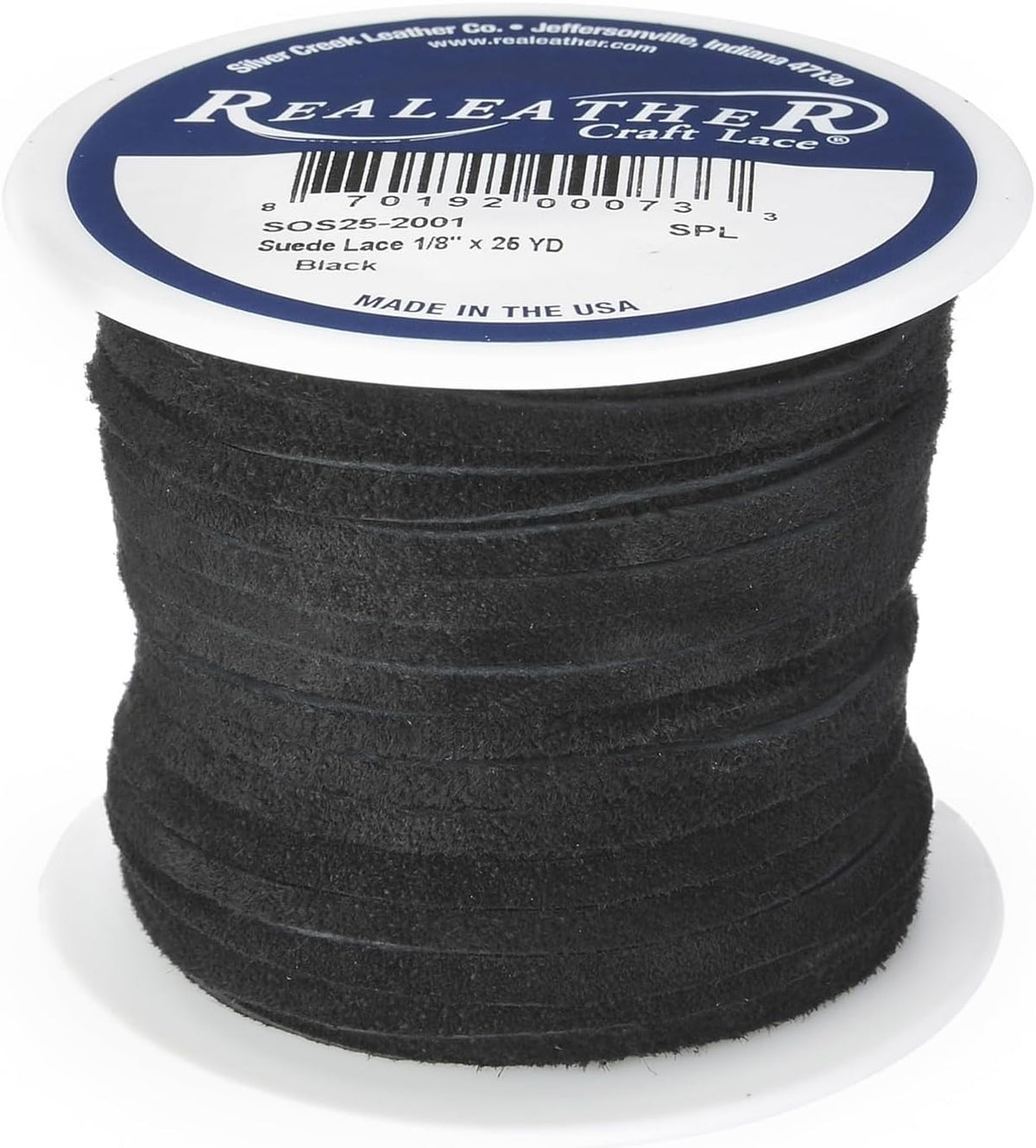 Realeather Crafts suede leather lace front view spool