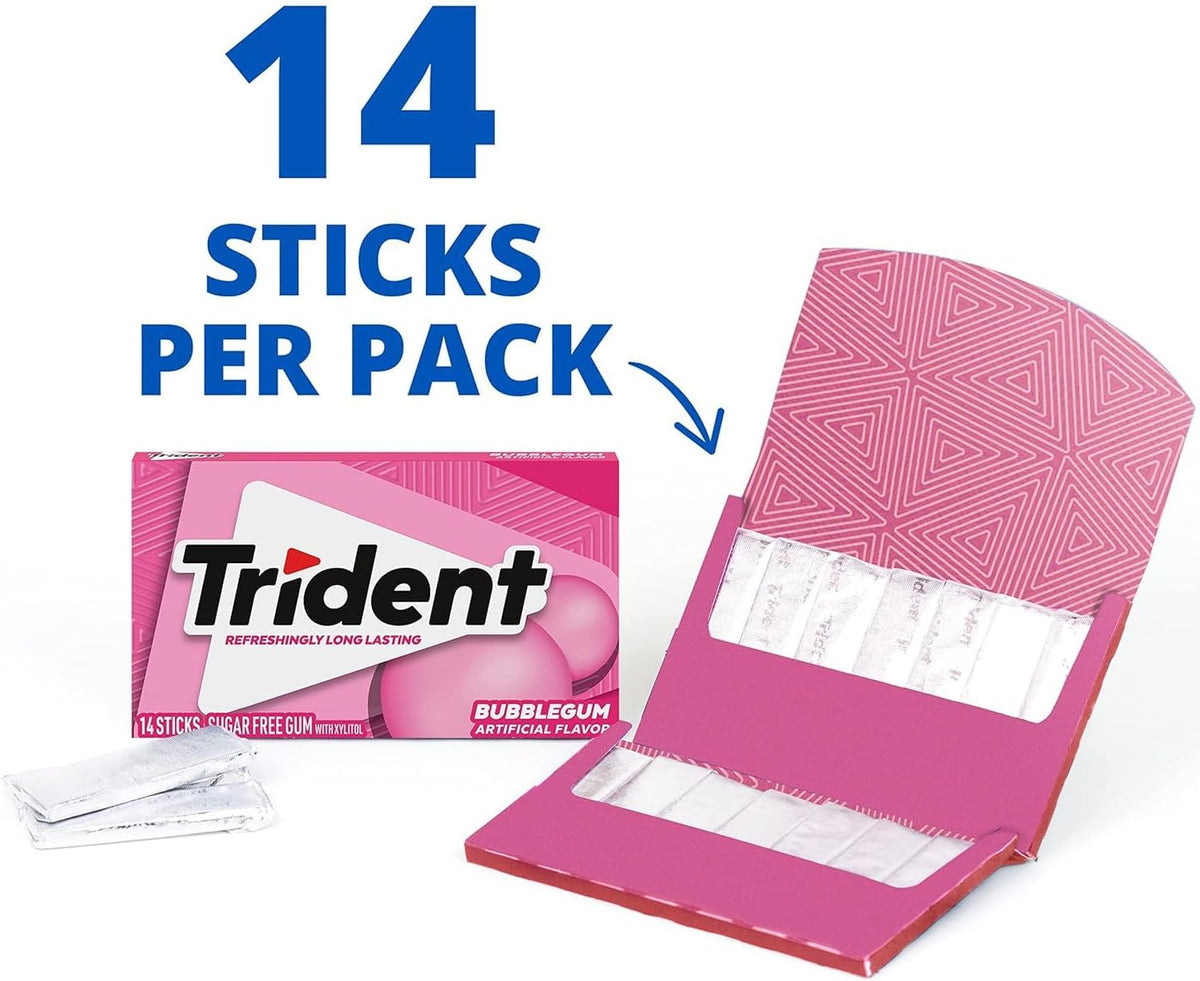 Close up of Trident sugar free chewing gum wrapper details