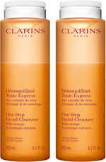 Clarins 2-in-1 cleanser and exfoliator lifestyle product display