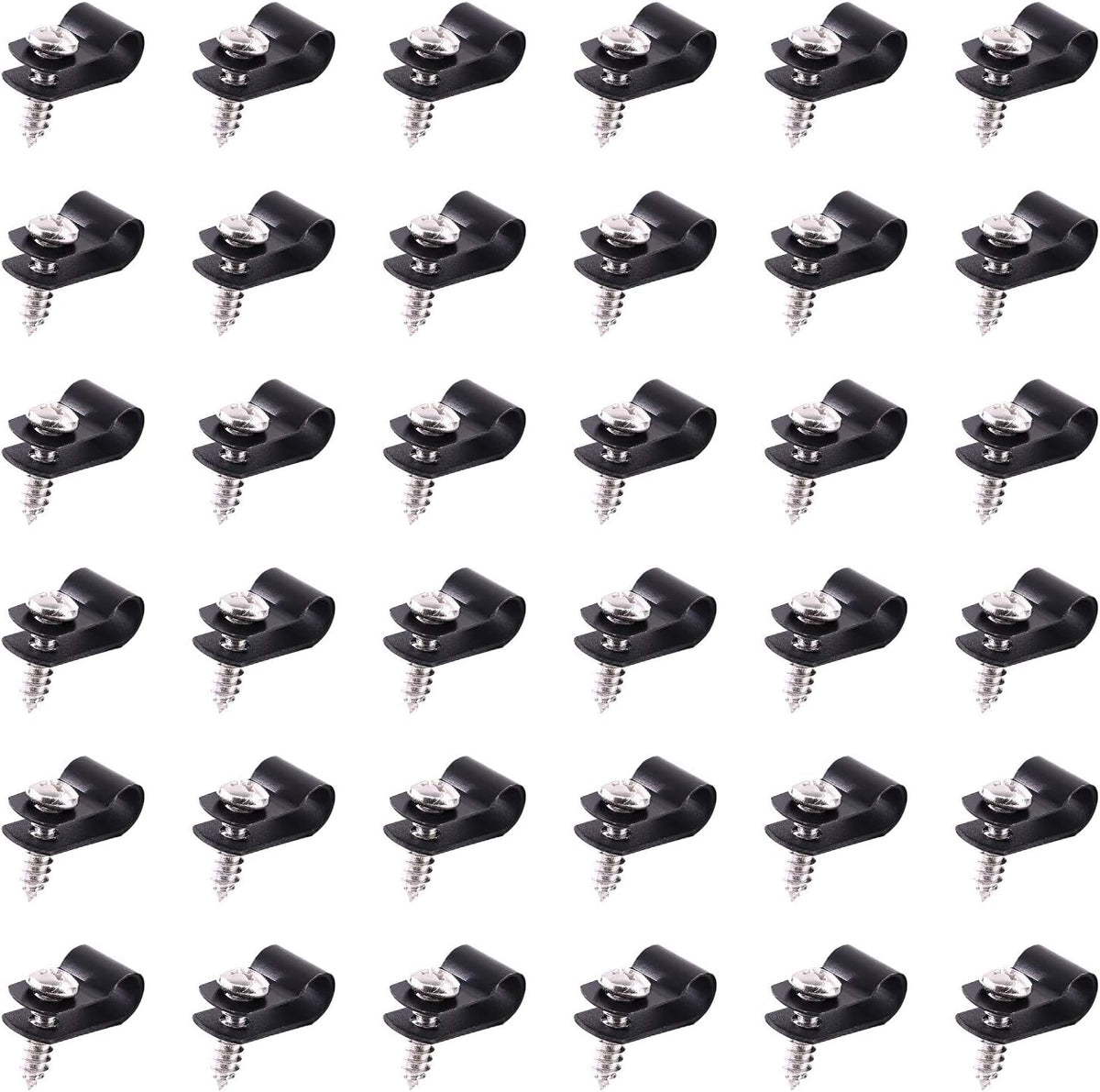 Swpeet 60 Pack Black 3/8 Inch Nylon Plastic R-Type Cable Clips Clamp Kit, Nylon Screw Mounting Cord Fastener Clips with 60 Pack Screws for Wire Management (3/8 Inch, Black) - Image 14