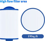 Cryspool spa filter comparison view showing size dimensions