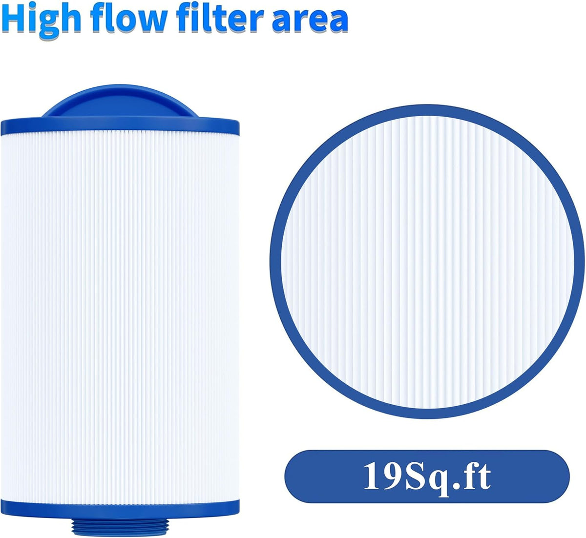 Cryspool spa filter comparison view showing size dimensions