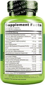 Naturelo multivitamin capsule supplement facts label close up