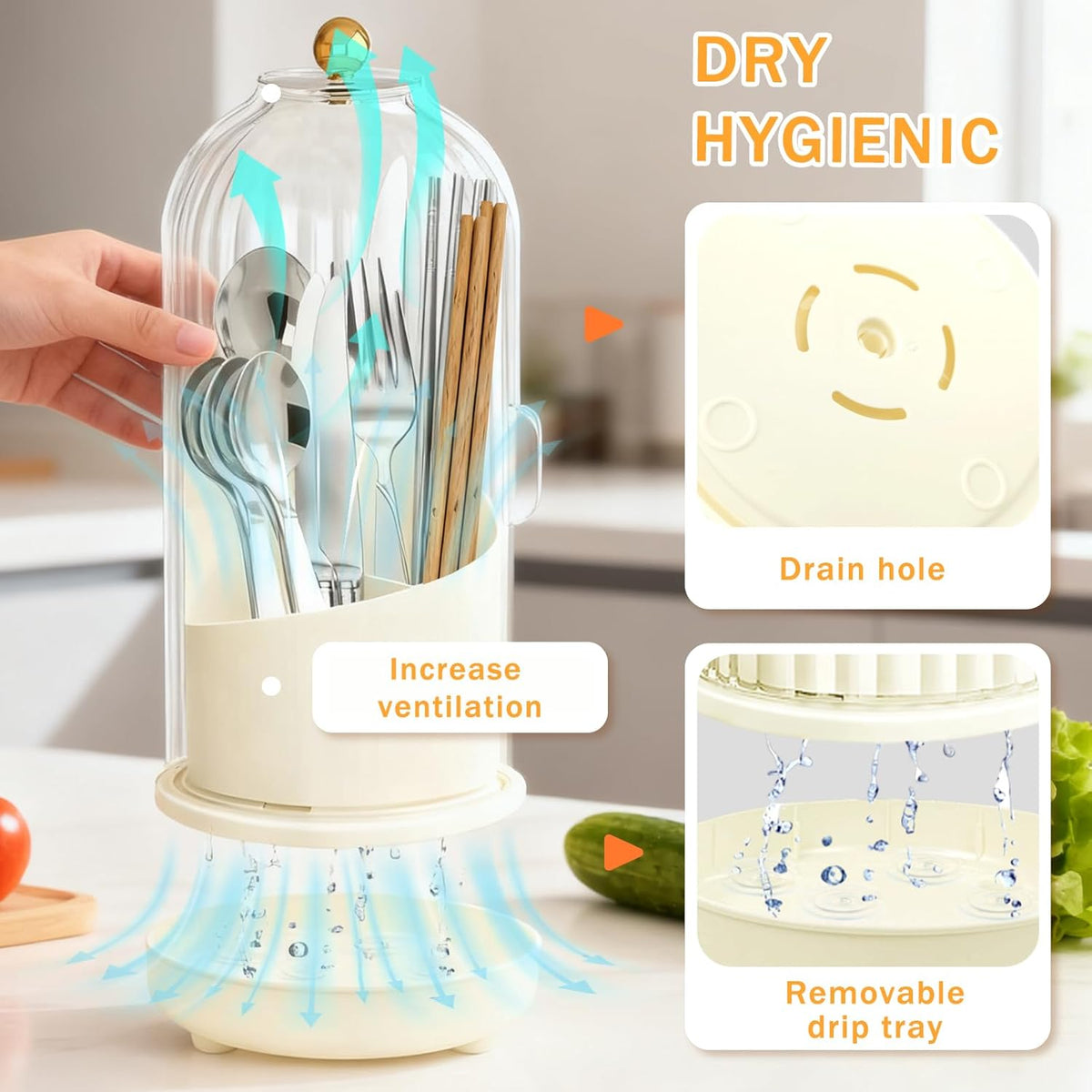 ONEPEACE Kitchen Utensil Holder removable bottom draining tray
