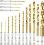 Amoolo hex shank drill bit set front view showing all 16 pieces in plastic case