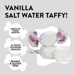 Individually wrapped Taffy Town vanilla saltwater taffy candies