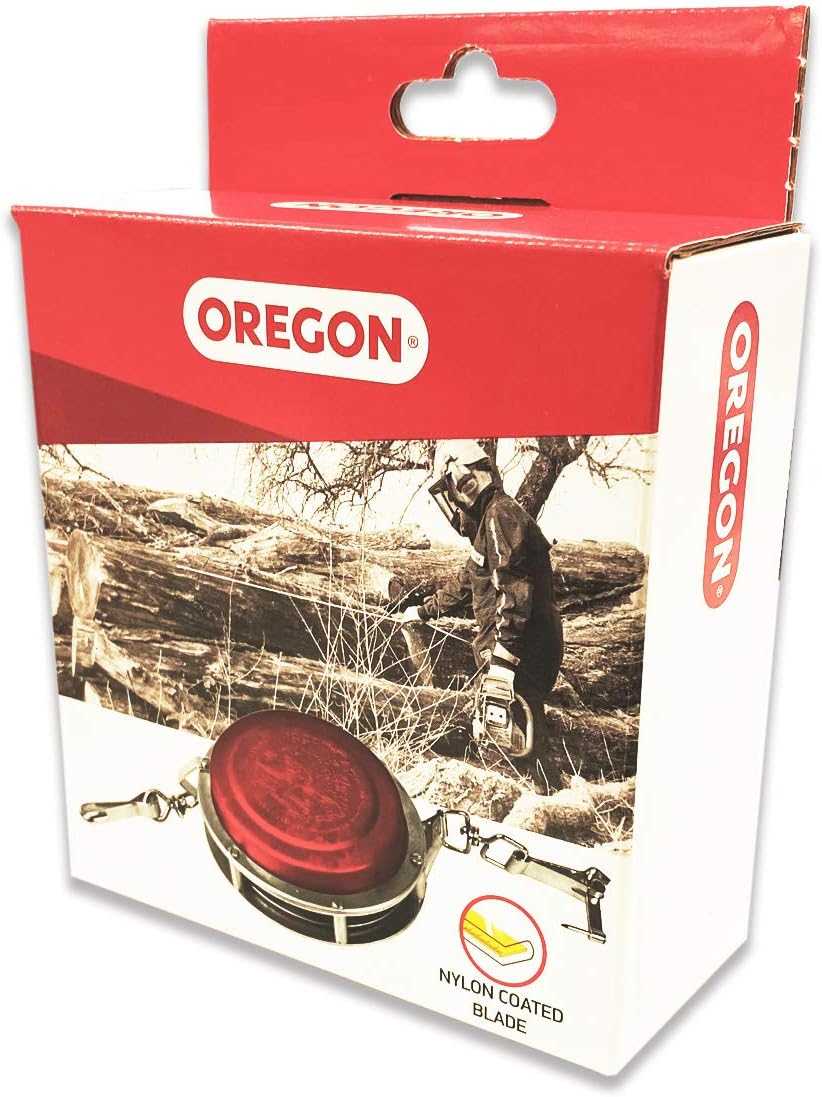 Close up of clear graduations on Oregon logger tape blade