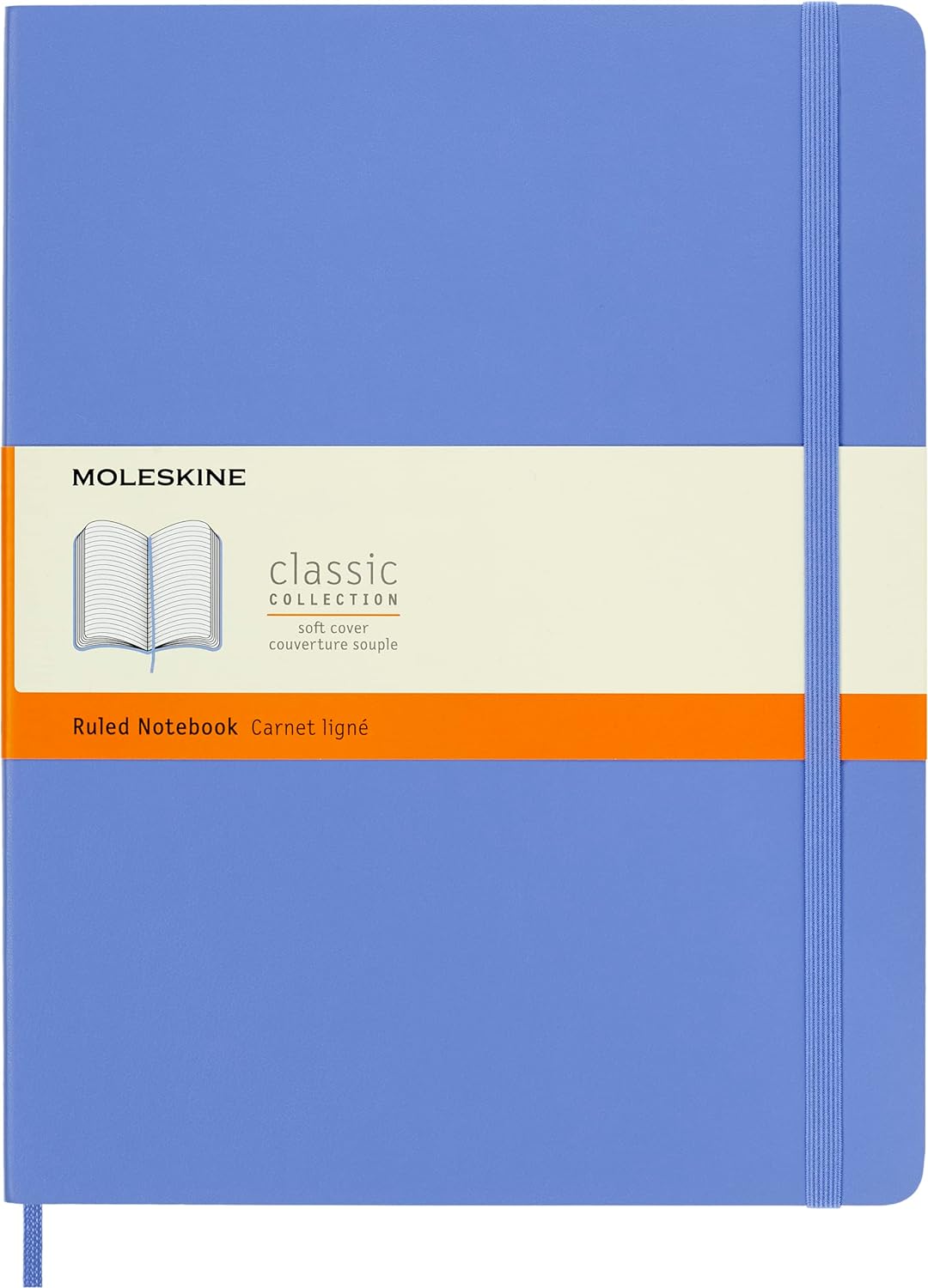 Moleskine Classic soft cover notebook front view in light blue