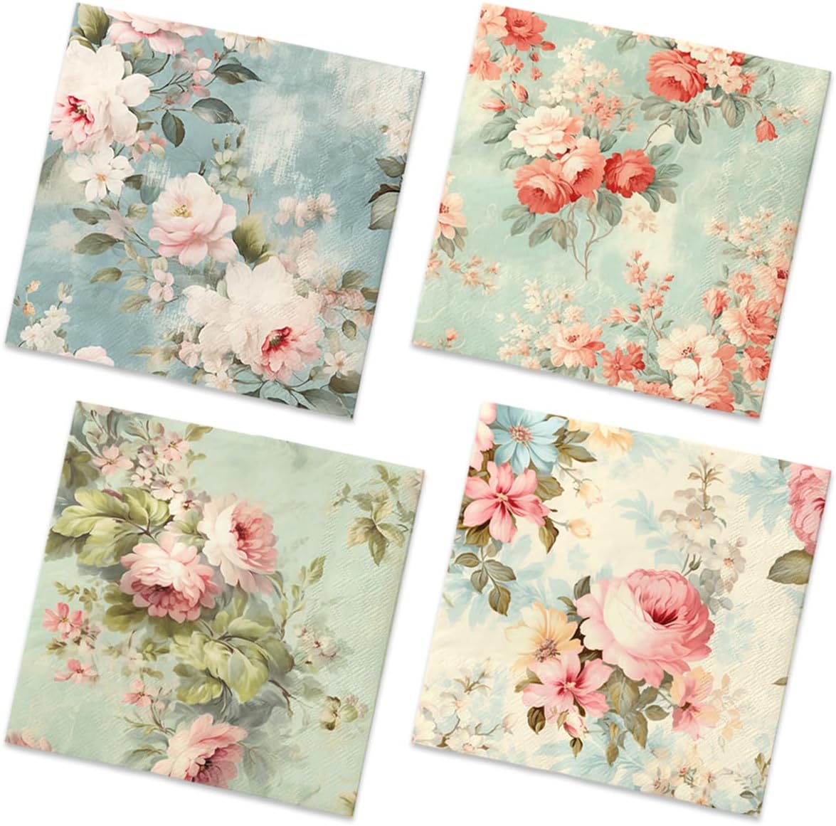 CMUSKO vintage floral napkins pack of 40 front view