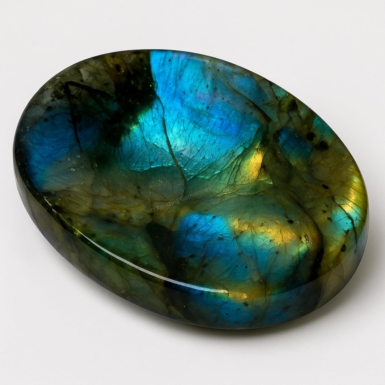 Amazing Gemstone Labradorite Thumb Worry Stone, Anxiety Stone, Healing Crystals - Piedra Crystal Fidget for Gift, Meditation, Calming, Relaxation, Stress Relief - Image 1