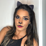 Merroyal cat ears headband sparkly glitter texture close up