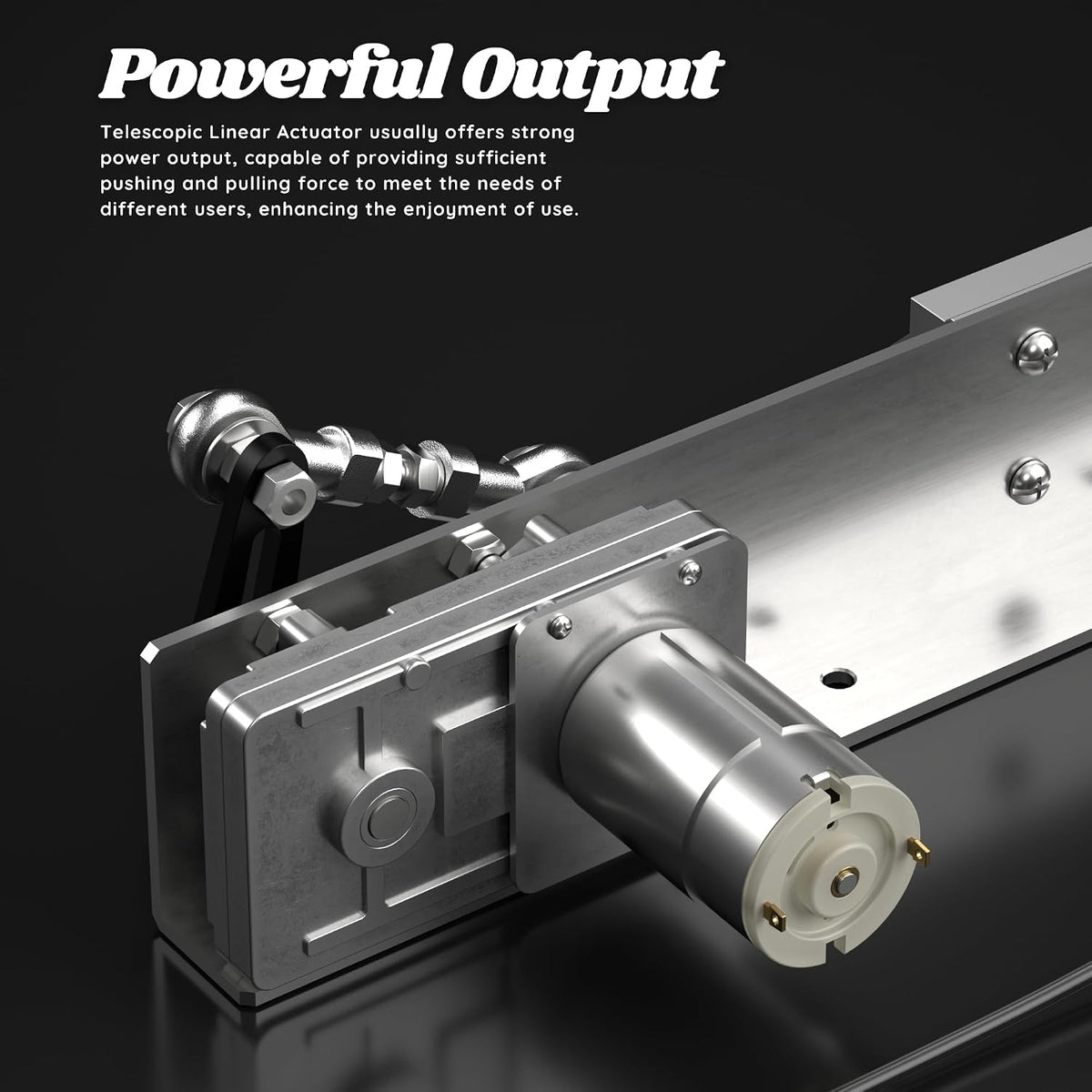 VQP 24V linear actuator with mounting frame and power adapter
