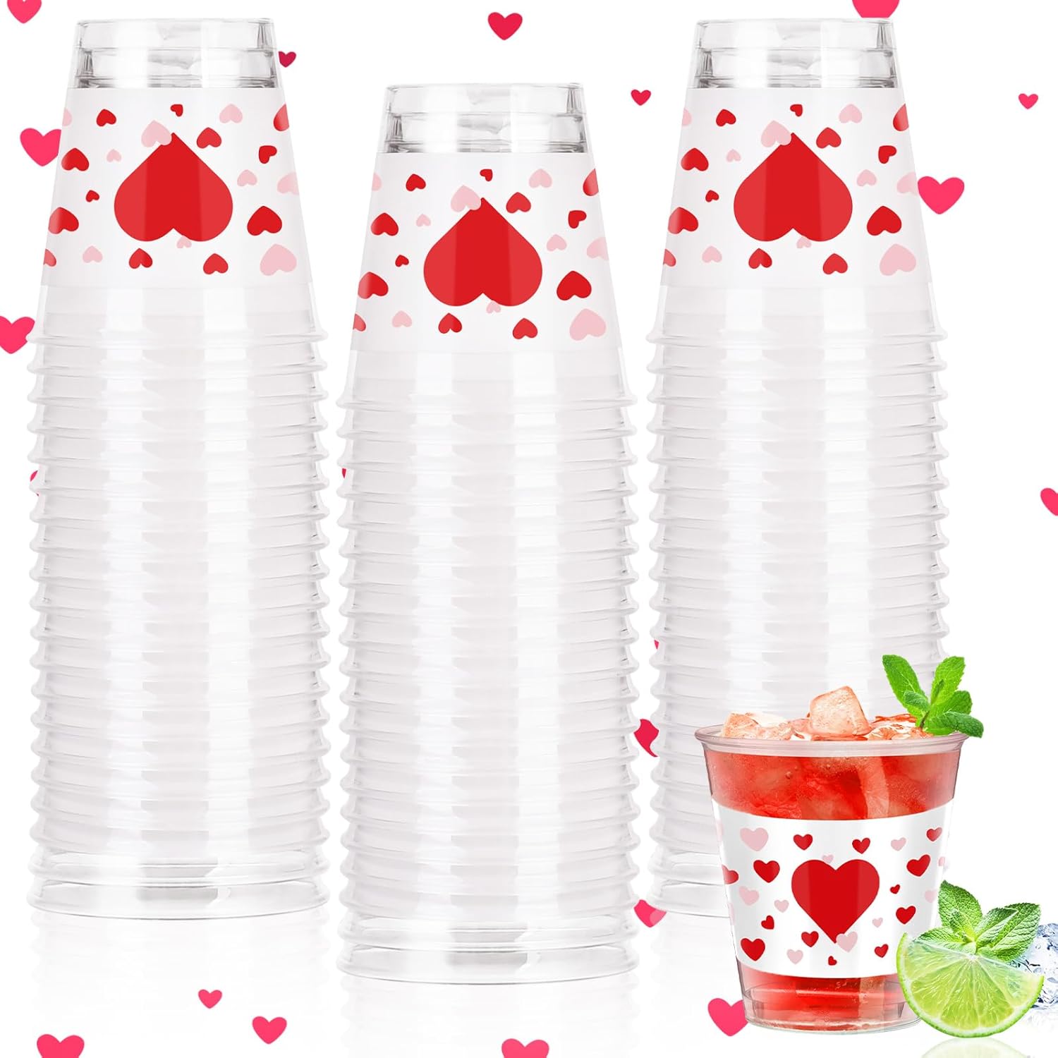 Taikula Disposable Heart Shot Glasses front view red and pink party supplies
