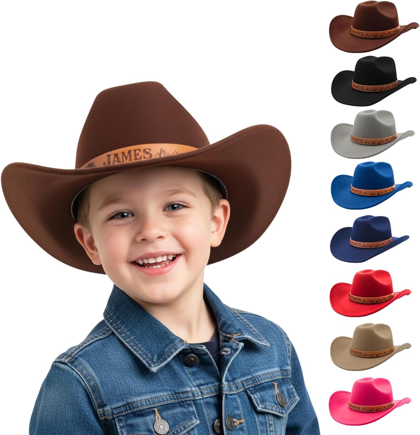 Personalized Western Cowboy Hat for Toddlers, Custom Cowgirl Hat with Adjustable Strap, Gifts for Boys Girls - Image 1