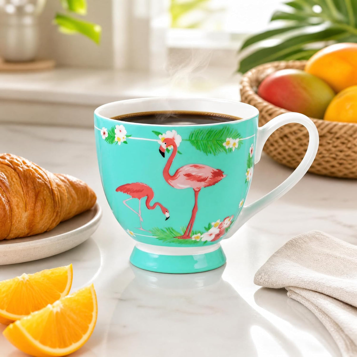 LanHong floral coffee cup interior and rim view