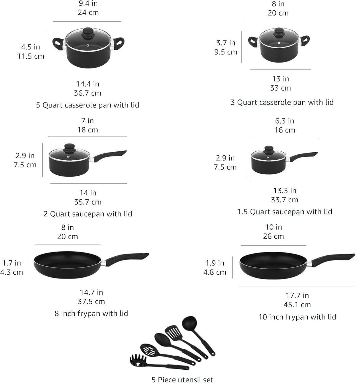 Amazon Basics stay-cool ergonomic handles on aluminum cookware