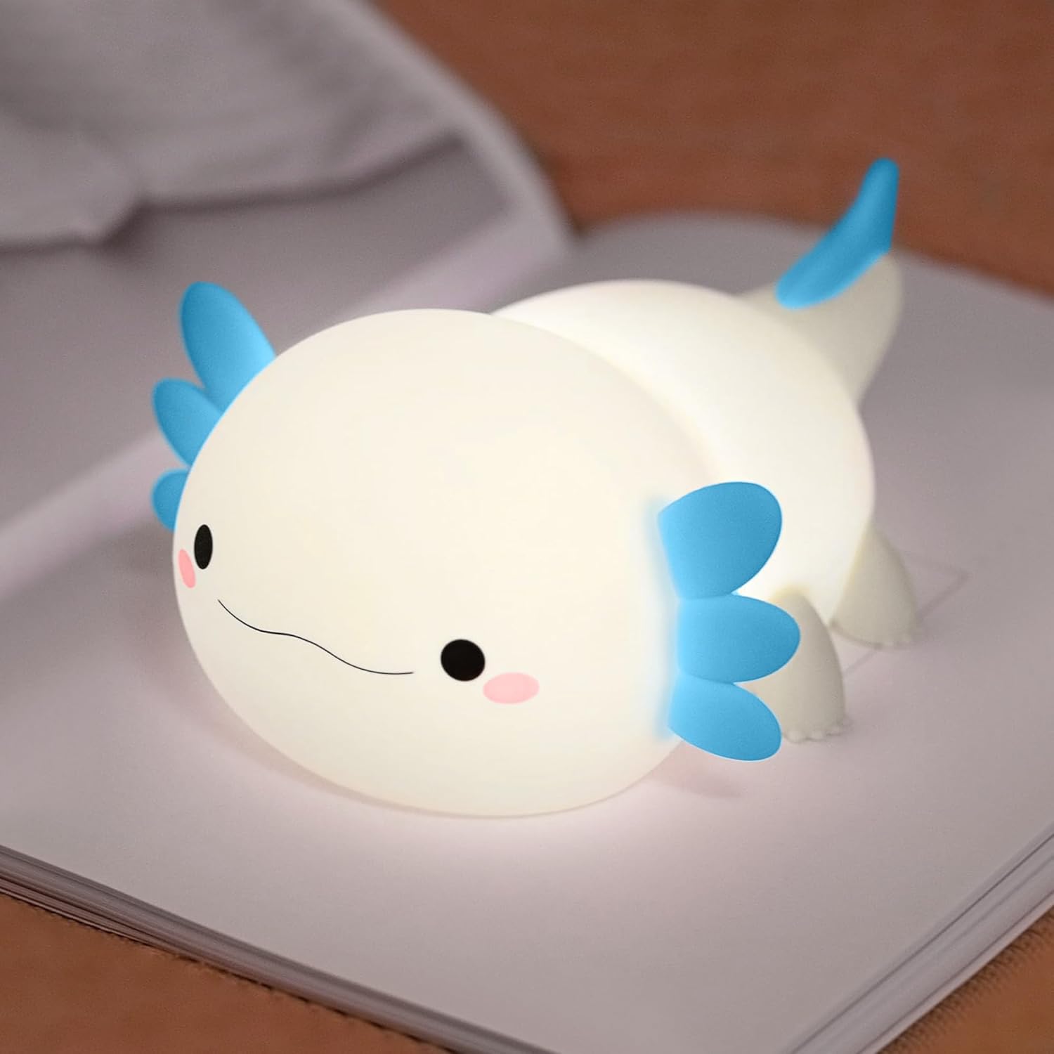 Mokyduo axolotl night light blue front view