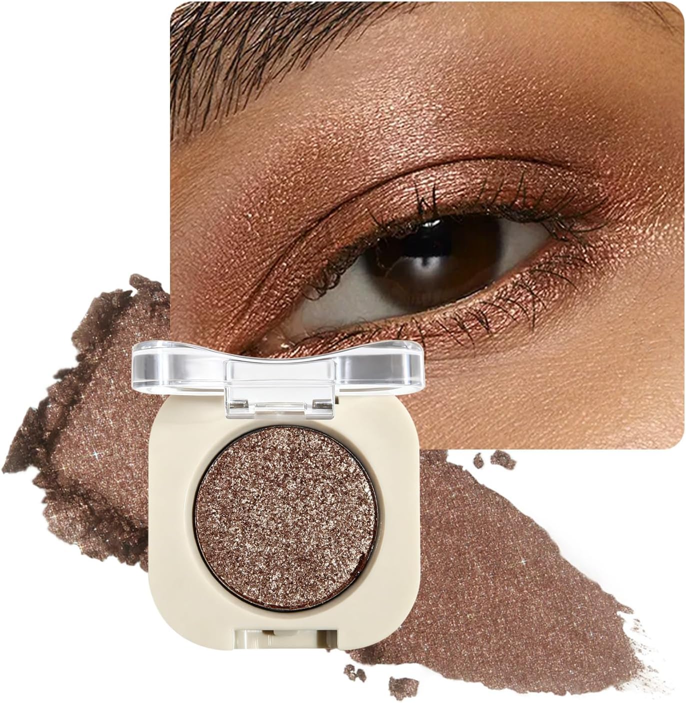BestLand Bronze Gleam Single Eyeshadow front view of metallic bronze powder compact