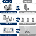 Demonstration of flat head and knurled body design on stainless steel rivnuts