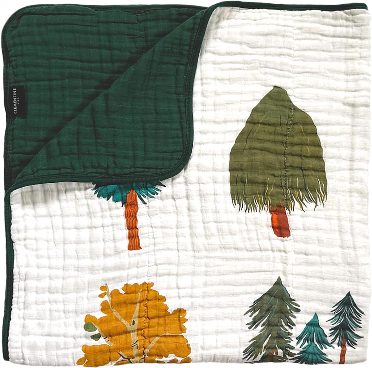 Clementine Kids Forest Trees Quilt front view showcasing the nature-inspired tree pattern.
