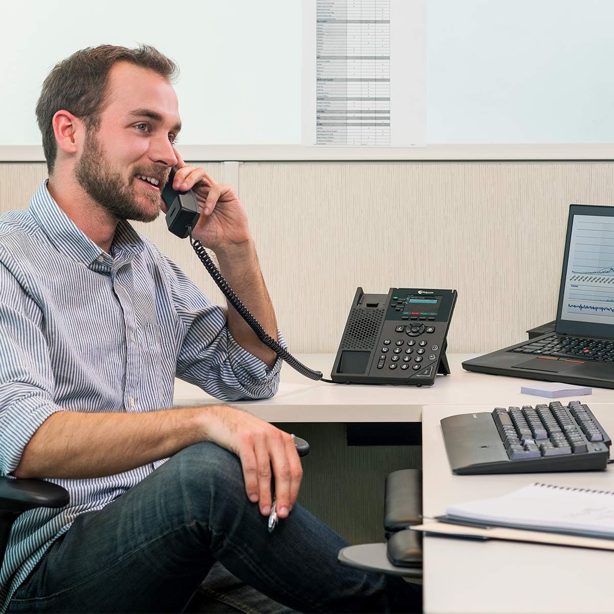 PLT Polycom VVX 250 desk phone color display and keypad