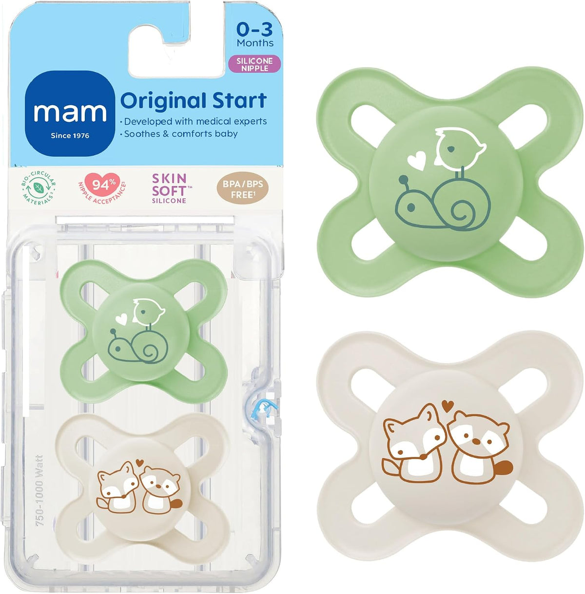 MAM Original Start Baby Pacifiers 0-3 Mths Skin Soft Silicone, 2 Pack - Image 12