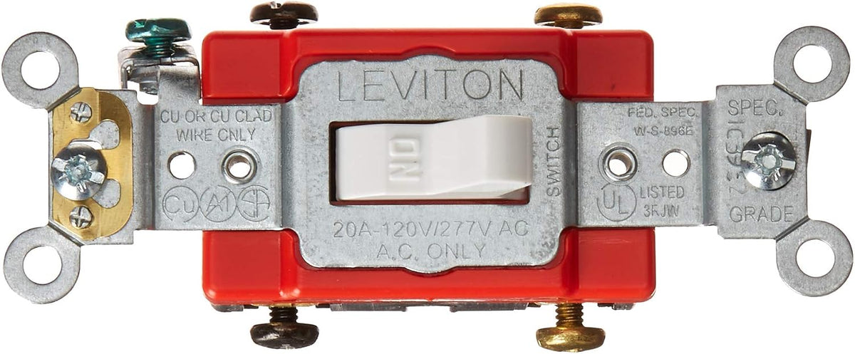 Leviton industrial toggle switch packaged for installation