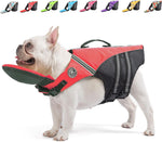 Mklhgty dog life jacket front view featuring the removable neck float for canine swimming safety.