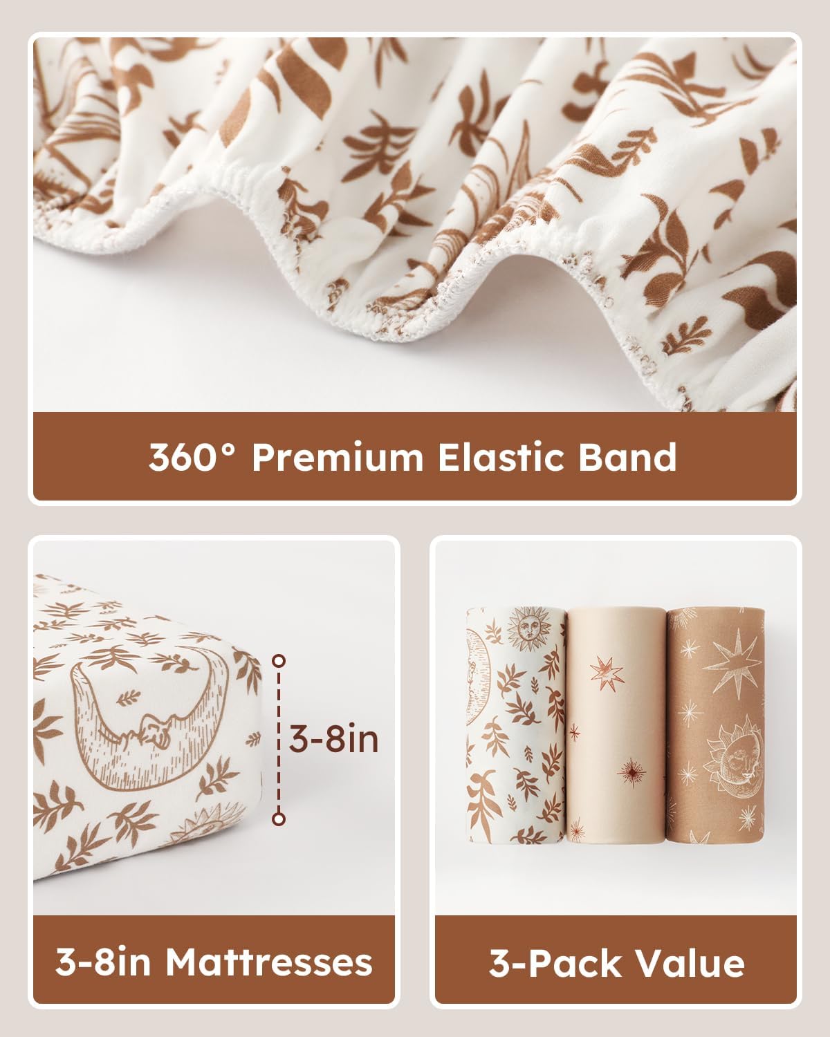 Unnivoll baby bedding set displayed on standard crib mattress