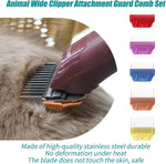 Close up of DODAER professional wide attachment guide combs showing durable steel teeth structure