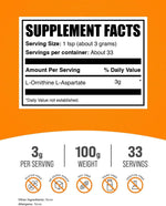 BulkSupplements L-Ornithine L-Aspartate powder packaging label details