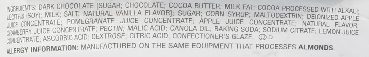 Brookside Dark Chocolate Pomegranate resealable packaging detail