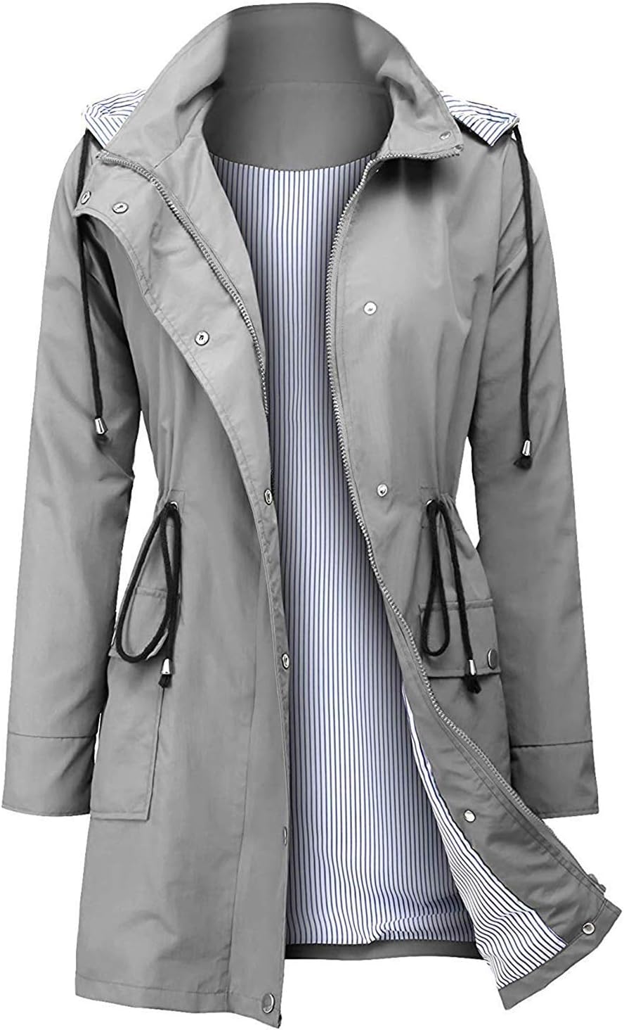 Arthas Women Light Rain Jacket Waterproof Active Outdoor Trench Raincoat with Hood Lightweight Plus Size for Girls - Image 14