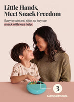 Melii 3-compartment snack container showing open sliding window