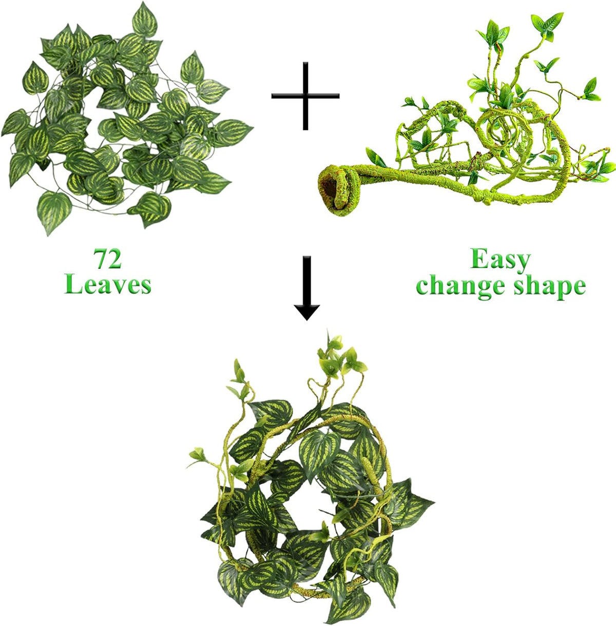 Artificial hanging plants for bearded dragon habitat