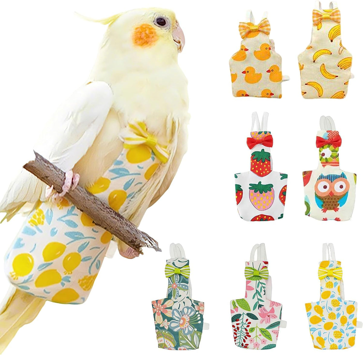 QBLEEV bird diaper flight suit front view with adjustable straps