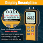 GOYERRNES differential pressure gauge function buttons