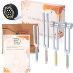 LEGUANG Tuning Forks For Healing Set front view displaying four aluminum forks and activator