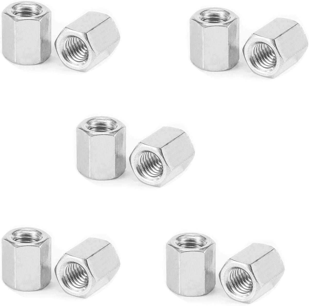 5PCS M6 X 1-Pitch 10mm Length 304 Stainless Steel Metric Hex Coupling Nut - Image 12