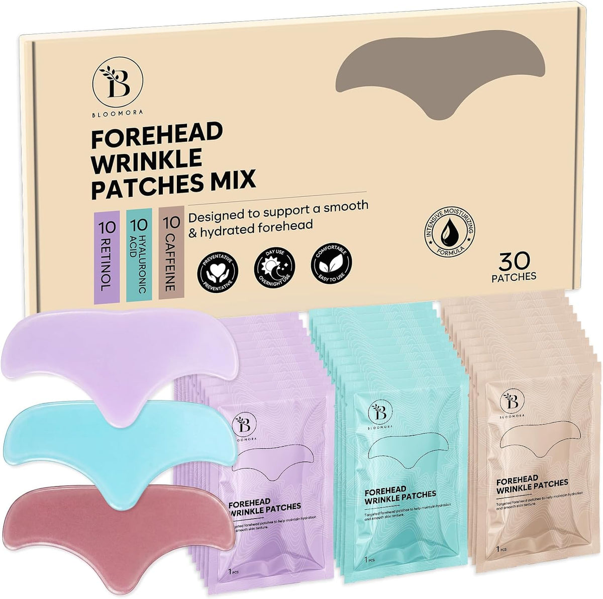 Forehead Wrinkle Patches Overnight for Fine Lines & Hydration, Mixed Active Forehead Patches Set with Retinol, Hyaluronic Acid & Caffeine, Hydrogel Anti Wrinkle Skincare for Men & Women (15pcs) - Image 11