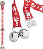 Close up of lead-free steel dog training bells