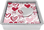 Mariposa silver heart napkin weight angled display on table