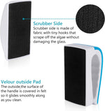 Scratch free non slip magnetic fish tank brush separated into two components.