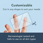 Rael Miracle Bundle hydrocolloid sheets showing a comparison of patch sizes