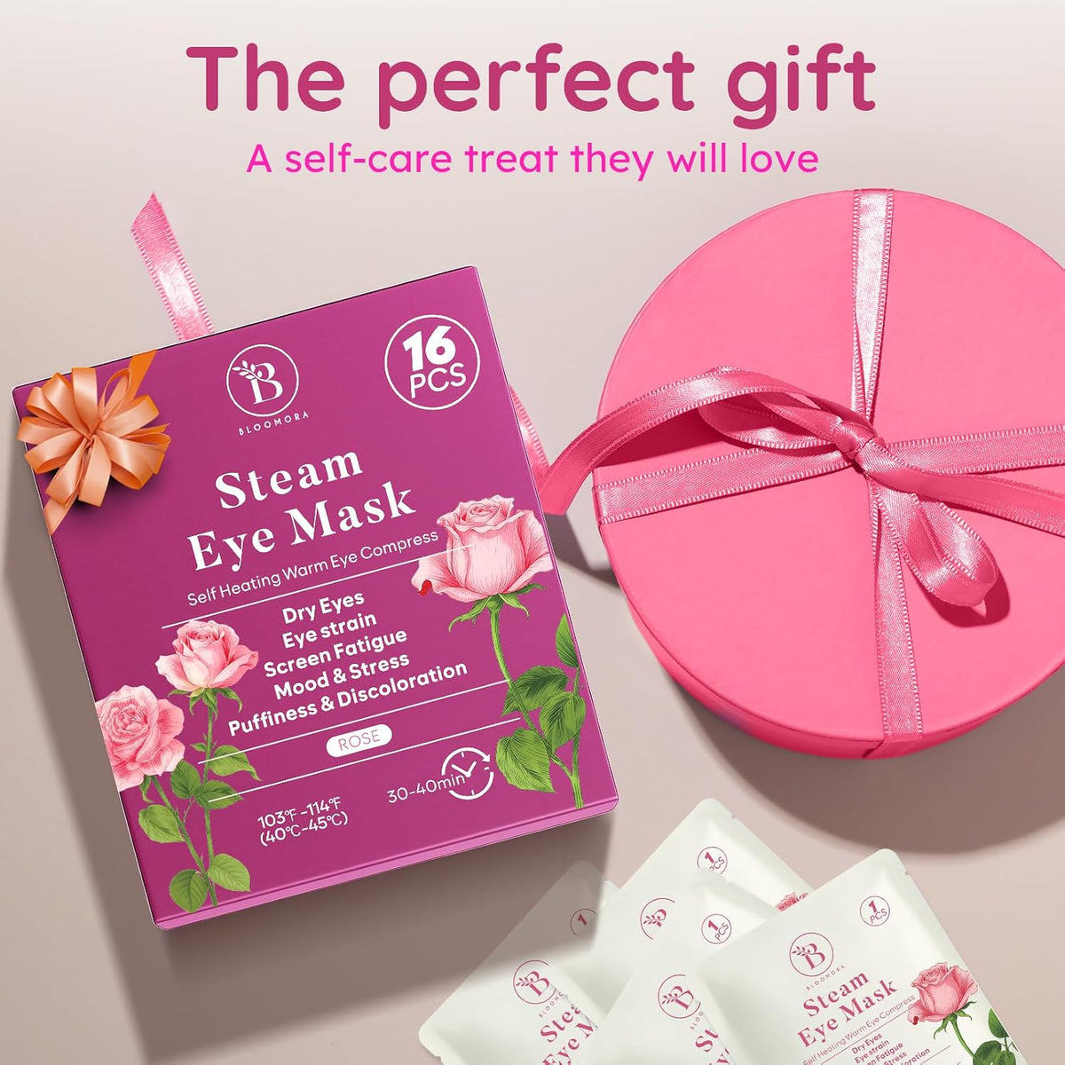 Bloomora disposable steam eye mask lifestyle travel setup