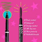 NYX ash brown eyebrow pencil retractable tip close up